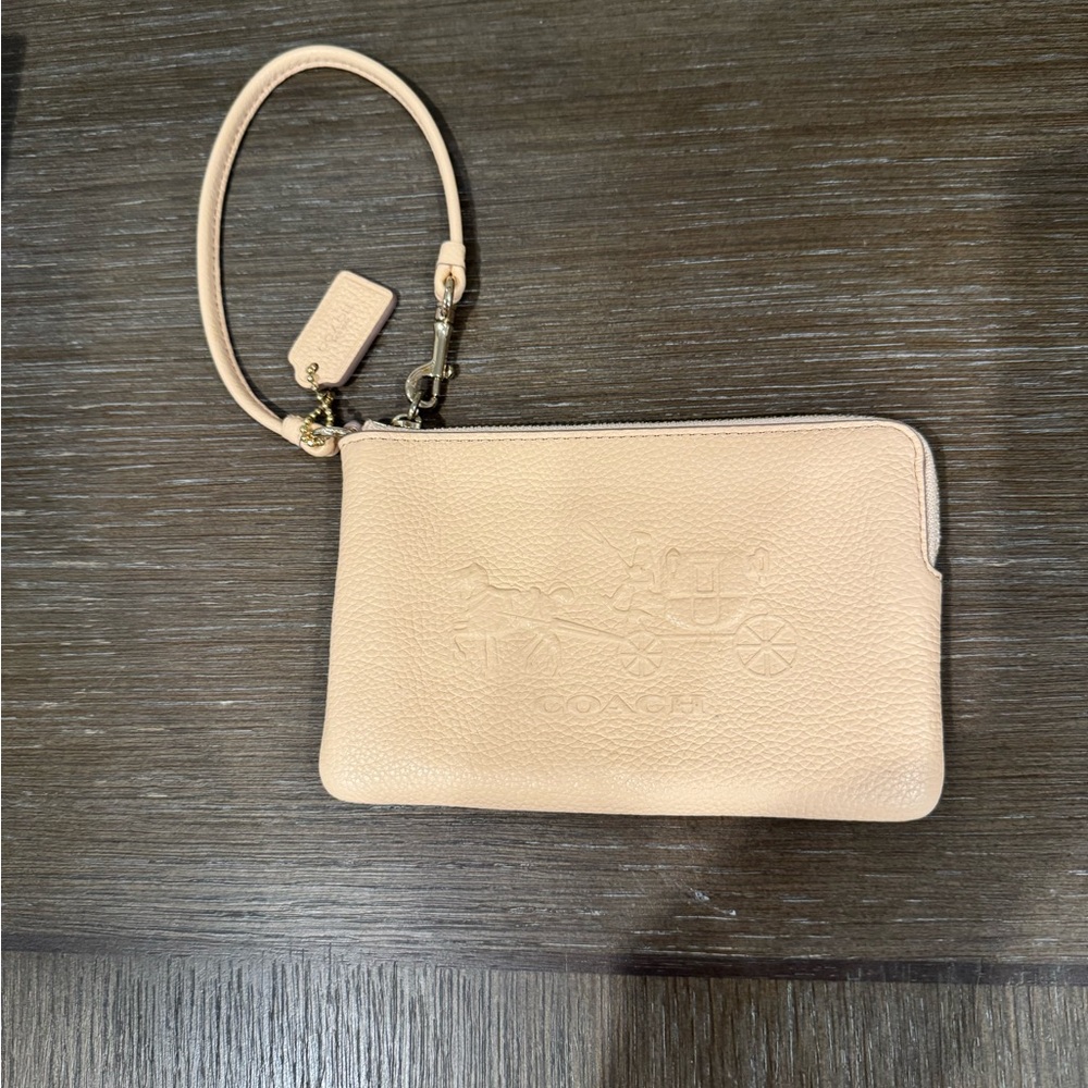 Pastel Peach Coach Wristlet